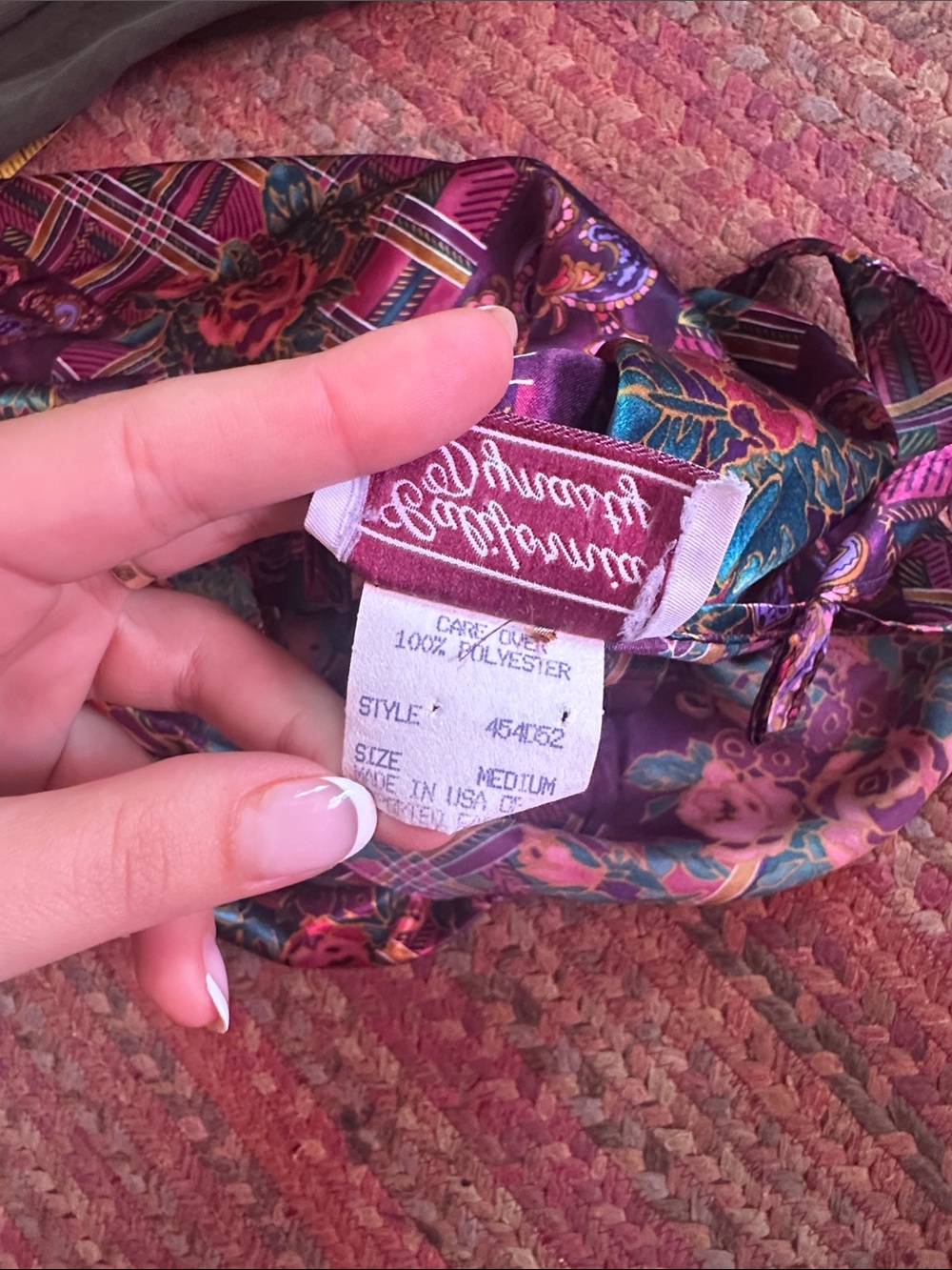 VTG CALIFORNIA DYNASTY PLAID Floral Satin Slip Dress in Deep Purple - Picture 5 of 5